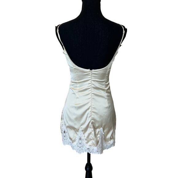 Revolve Cream Mini Slip Dress SMALL Lingerie Satin Coquette More to Come $74 - Picture 6 of 10